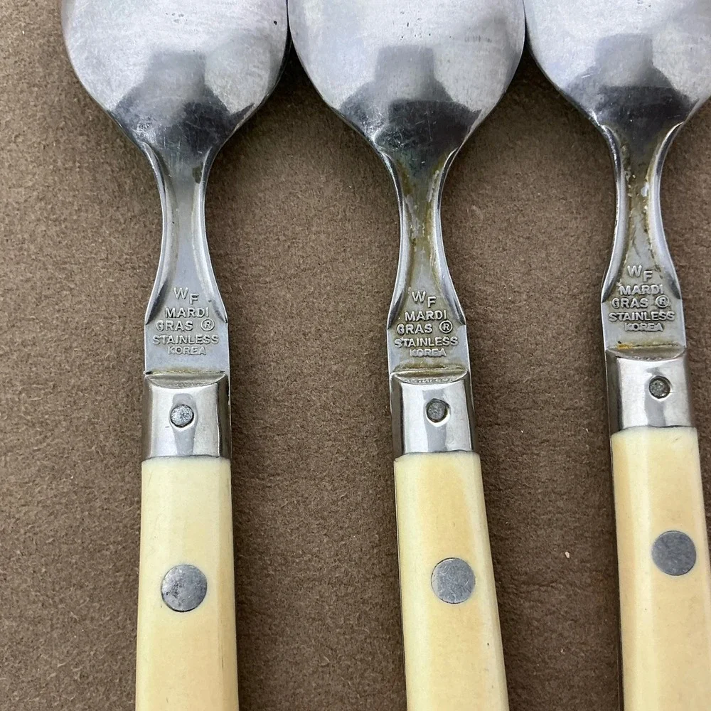 WF Mardi Gras‎ Stainless Flatware Korea Ivory Handle 10pc Fork Spoon Knife Set